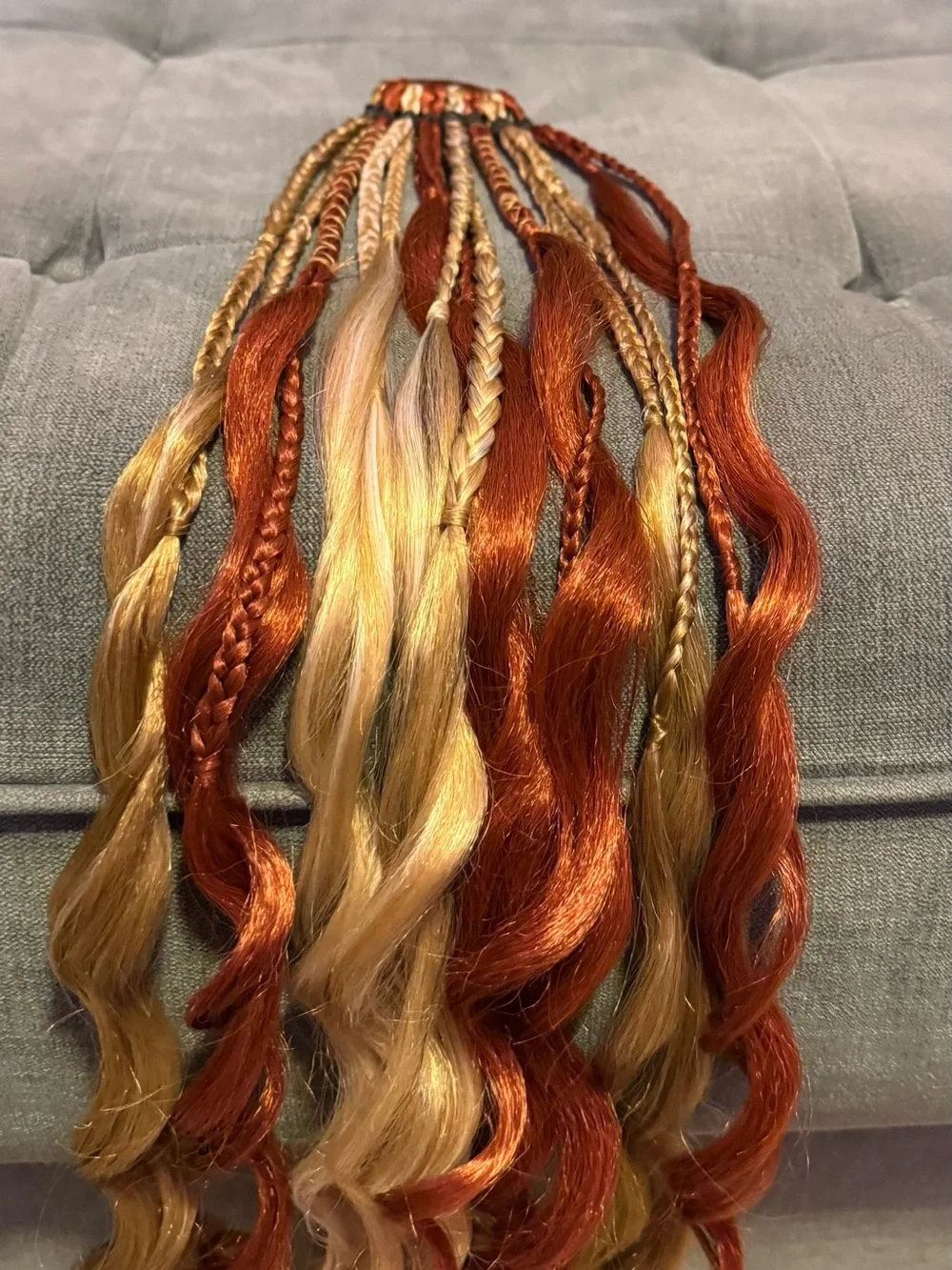 Copper Red & Blonde Braided Curly Hair Extensions - Fashion Accent